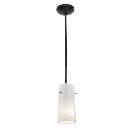 Access Lighting Glassn Glass Cylinder, LED Pendant, Oil Rubbed Bronze Finish, Clear Opal Glass 28033-3R-ORB/CLOP